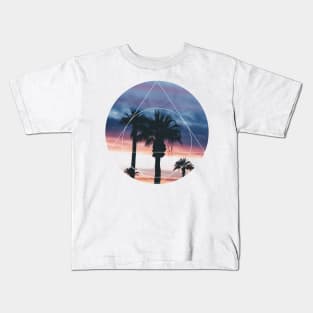 Sunset Palm Trees Geoemtric Photography Kids T-Shirt